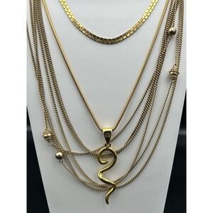 Gold Tone Multi Strand Layered Necklace Set of 3 - 1 Signed Soho Design